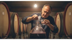Vinar dodaje rastvoreni pirosulfit u vino u podrumu