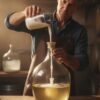 Vinar sipa bentonit u demižon sa vinom radi bistrenja