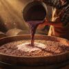 Domaći vinar sipa mošt u sud za fermentaciju u podrumu